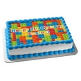 thumbnail image 2 of Happy Birthday Bricks Background Edible Cake Topper Image C01 L01, 2 of 4