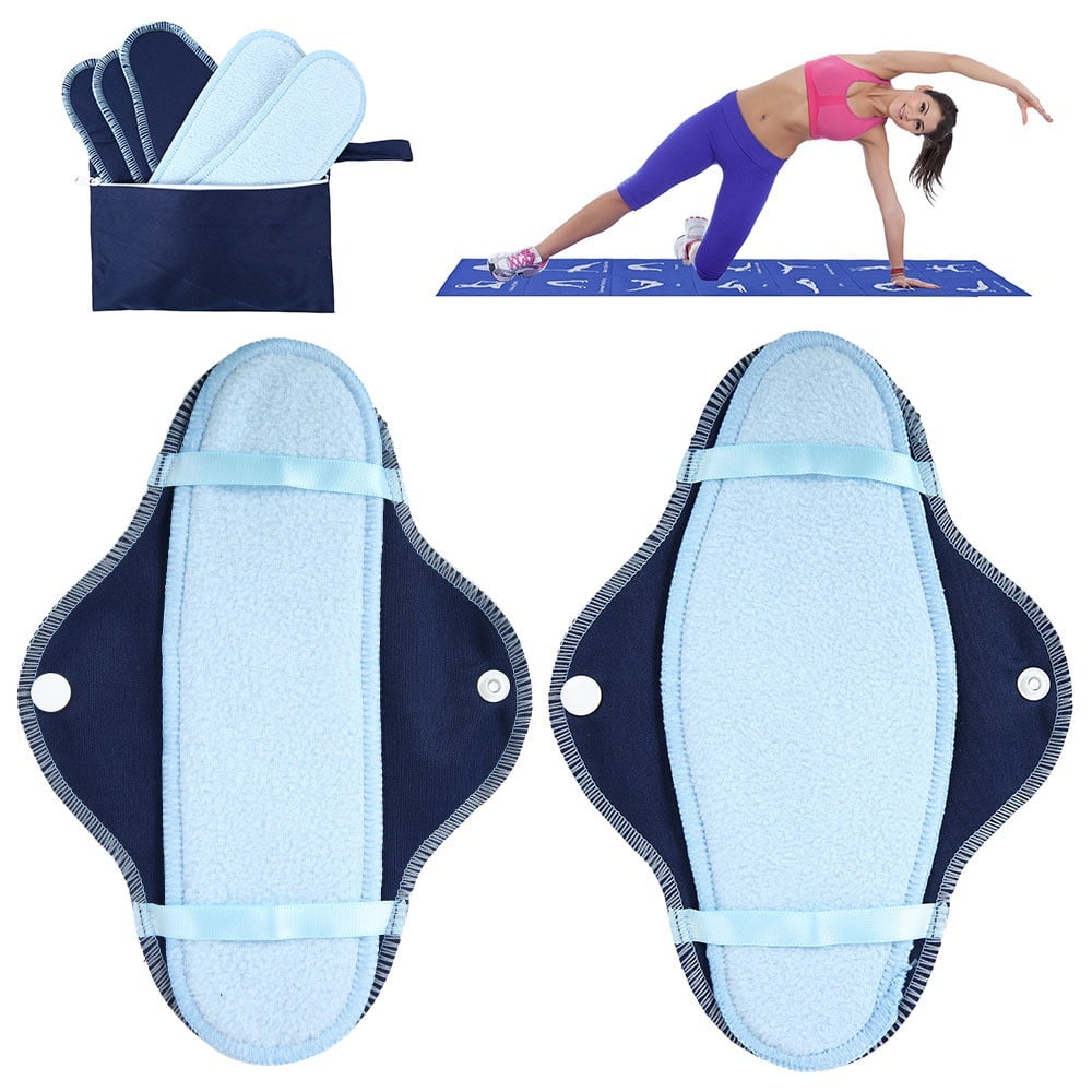 8PCS Reusable Sanitary Towels Pads Panty Liners with Wet Bag Heavy Flow