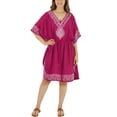 thumbnail image 3 of HAPPY BAY Women's Cover Ups Swimwear Ladies Swimsuit Coverup Beach Caftan Bikini Casual Summer Short Kaftans for Women 3X-4X Pink, Plain, 3 of 5