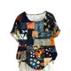 thumbnail image 4 of Vestidos Casuales Para Mujer, Blusas De Mujer De Moda Blusa tipo túnica informal de lino con estampado de peces y botones de manga corta para mujer, 4 of 4