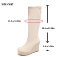 thumbnail image 4 of PFWOWB Women's Stretch Knee High Wedge Boots with Round Toe, Platform Sole and Slim Shaft (White,9), 4 of 6