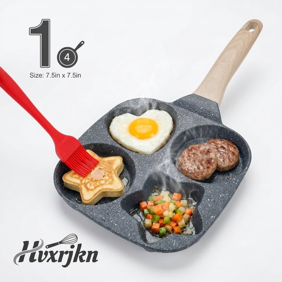 Hvxrjkn Egg Pan Egg Frying Pan with Detachable Handle 7.5*7.5in 4 Cup Marmolite Coating Non Stick Easy to Clean Mini Breakfast Pan for Omelet Patty
