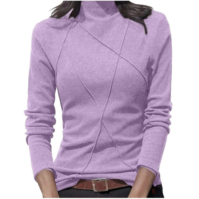 QHFBli Chandails Thermiques à Col Roulé pour Femmes Texture Polaire Manches Longues Couche de Base Chauds pour Temps Froid Entraînement