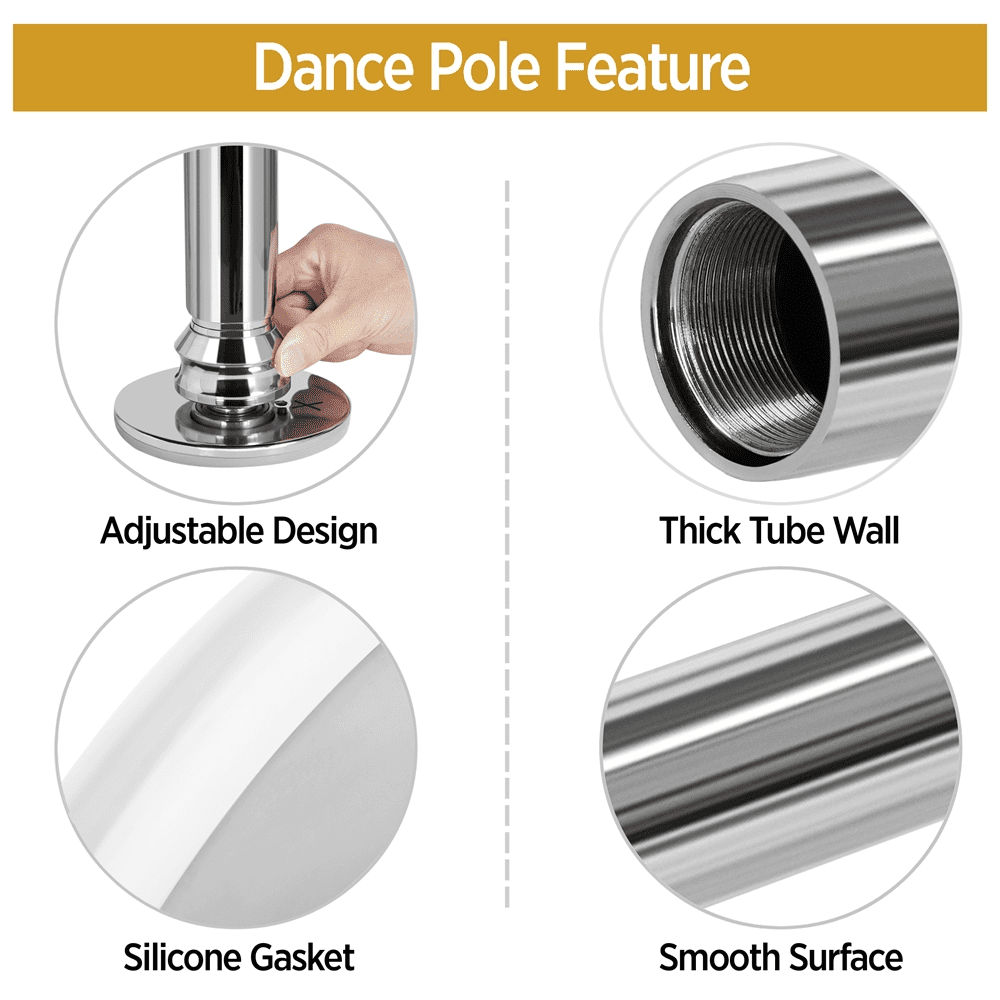 Renwick Portable Dance Pole Height Adjustable 7'-9' Silver