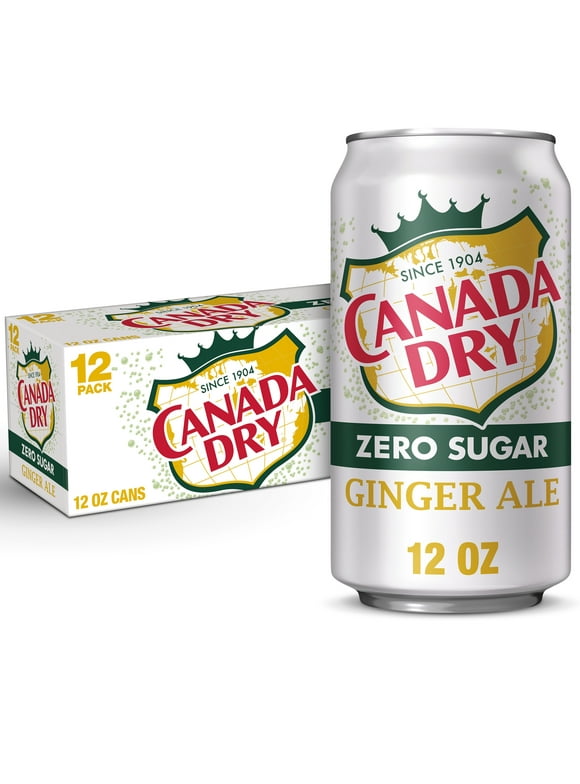 Canada Dry Zero Sugar Ginger Ale Soda Pop, 12 fl oz, 12 Pack Cans