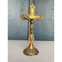 NamasteHimalayas Handcrafted Brass Wall Cross – Jesus Crucifix (24 cm)