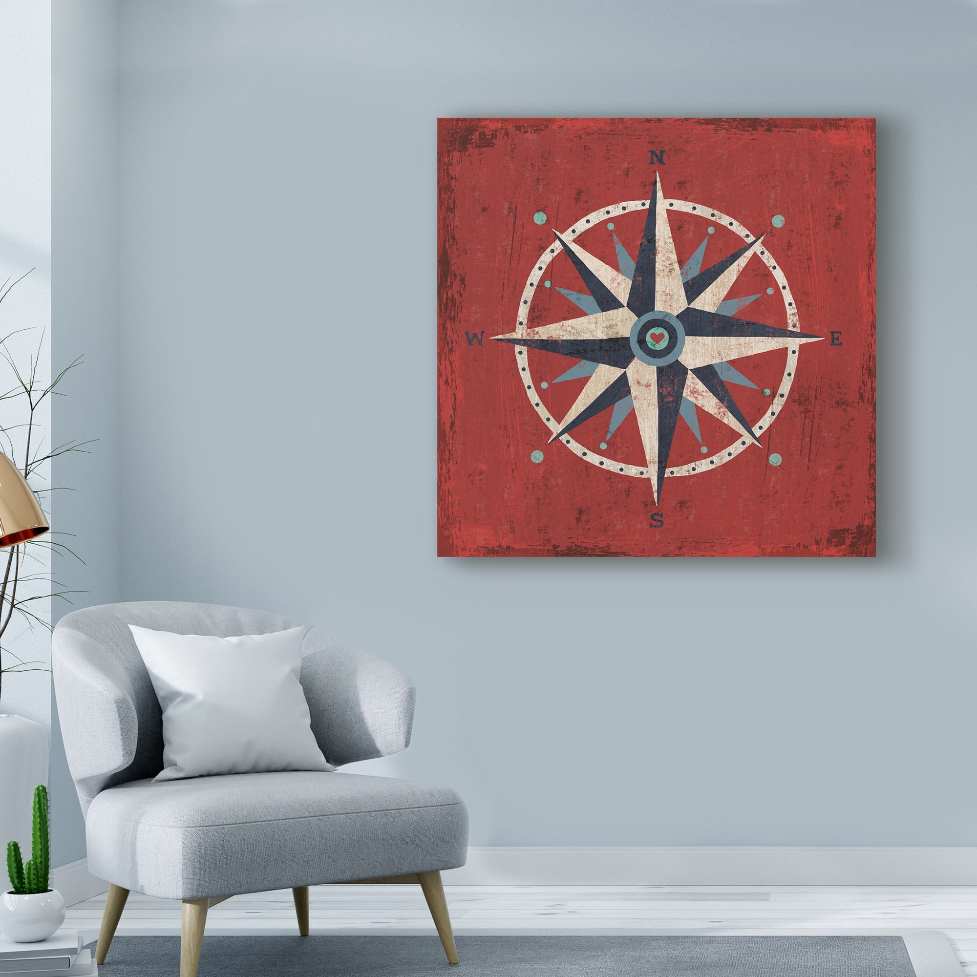 Trademark Fine Art 'Nautical Love Compass' Canvas Art by Michael Mullan