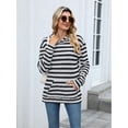 thumbnail image 4 of TEMOFON Women's Hoodies with Pockets Long Sleeve Pullover Sweatshirts Casual Fall Winter Striped Hoodie Tops, 4 of 7