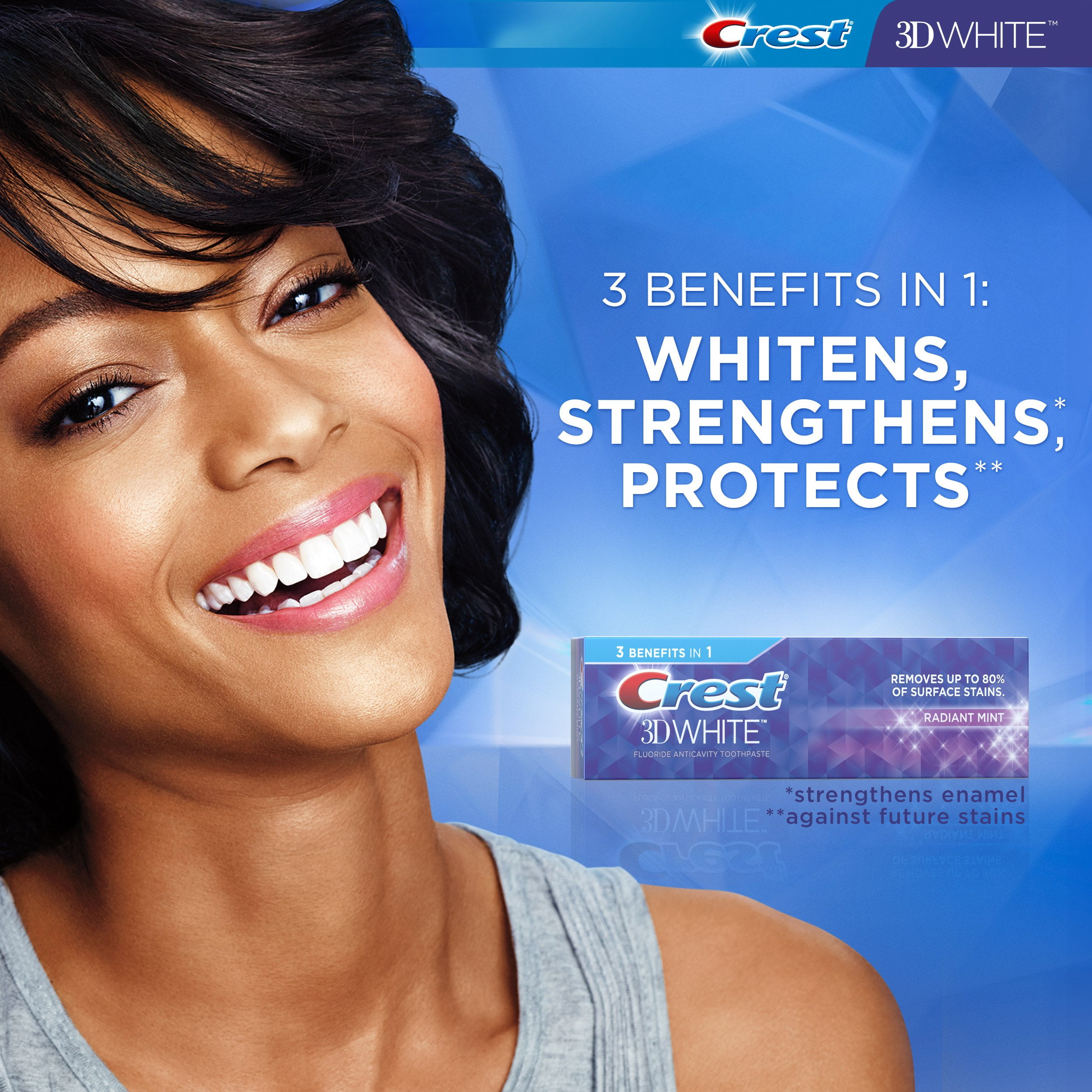 Crest 3D White Whitening Toothpaste, Radiant Mint, 0.85 Ounce (Pack Of 36) Packaging May Vary