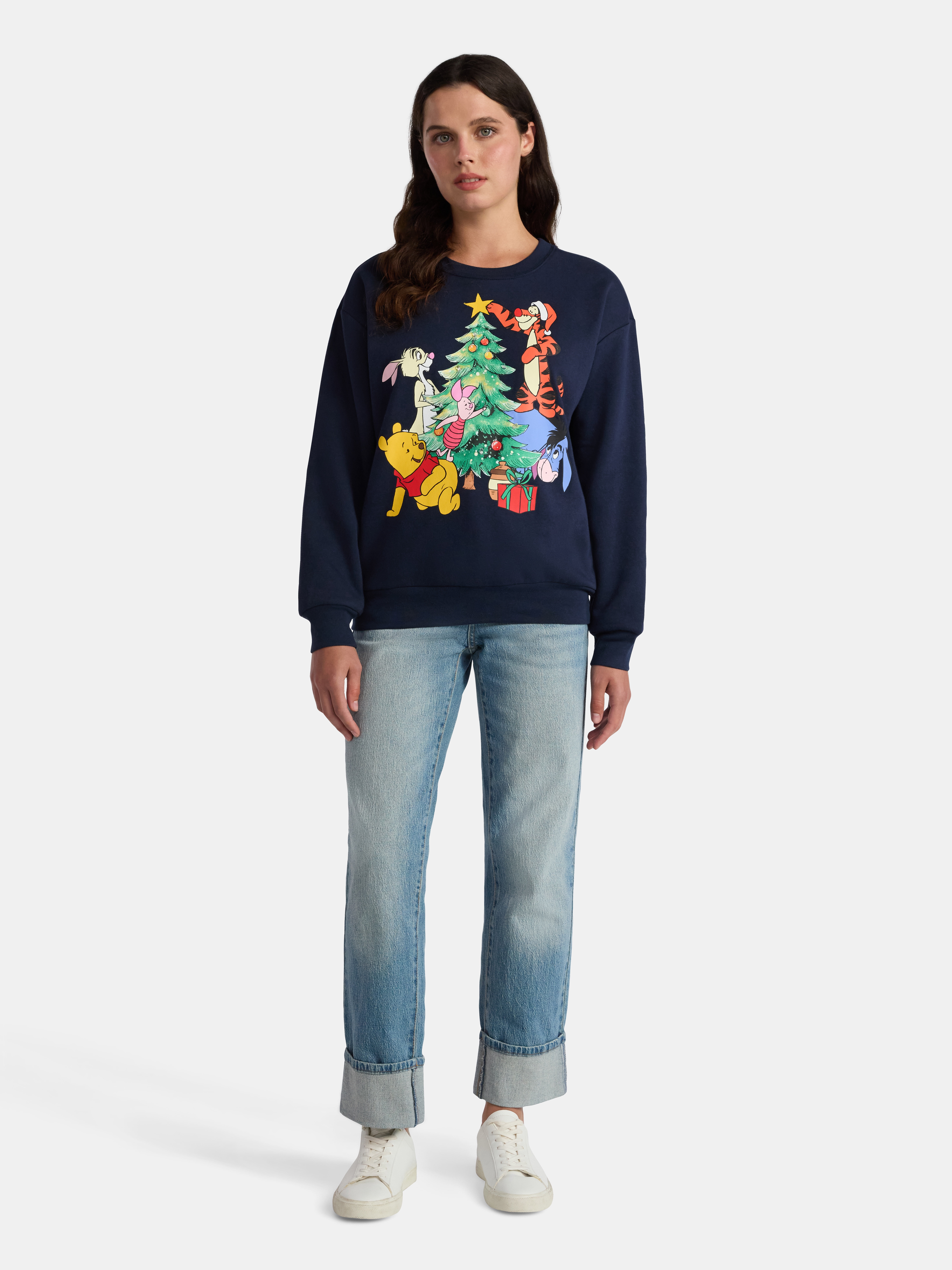 Disney Women’s Winnie The Pooh Christmas Light-Up Fleece Sweatshirt, Sizes XXS-2XL