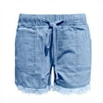 thumbnail image 3 of Aayomet Shorts For Women Women Mid Rise Jean Short Hem Casual Trendy Jean Shorts Sky Blue,S, 3 of 5