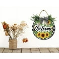 thumbnail image 5 of Welcome Sunflower Door Sign Home Decor Round Wood Wreaths Wall Hanging Sign Farmhouse Porch Sign Front Door Decoration for Housewarming Gift All Seasons Holiday,11In, 5 of 5