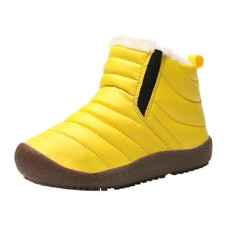 Meresysid Infant Toddler Kids Girls Rubber Sole Snow Children Cotton Shoes Fleece Hiking Boots Outdoor Yellow
