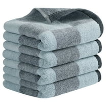 Unique Bargains Bathroom Checkered Decorative Hand Towel Set 14" x 28" Grey 4-Piece