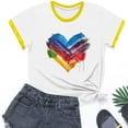 thumbnail image 3 of Boys Girls Heart Graphic T-shirts Cotton Kids Plain Round Neck Basic Top - Children School Active Tees Shirts Age 3-13 Years Yellow 11-12 Years, 3 of 6
