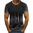 thumbnail image 2 of Hombres Casual manga corta estampado cuello redondo moda pulóver camiseta blusa Tops Pompotops oipoqjl7256, 2 of 4