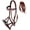 Mahogany/Beaded, variant on Horse Western English Leather Beaded Bitless Sidepull Bridle Reins 77RS15MG-F