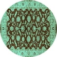 thumbnail image 1 of Ahgly Company Machine Washable Indoor Round Oriental Turquoise Blue Traditional Area Rugs, 7' Round, 1 of 4