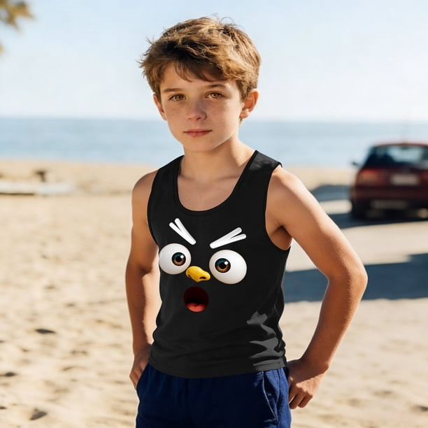Camisolas de cuello redondo para niños pequeños y niños a la moda, lindas camisetas con estampado degradado, parte inferior suave sin mangas, camisetas para niñas