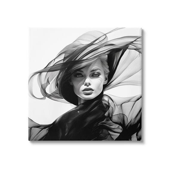 Stupell Industries Modern Fashion Portrait Abstract Painting Gallery Wrapped Canvas Art Print Wall Art, 17 x 17