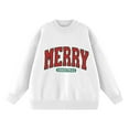 thumbnail image 5 of Fiaer Merry Christmas Sweaters for Women Thermal Trendy Oversized Warm Knitted Pullover Lined Crew Neck Long Sleeve Warm Xmas Tops White XL, 5 of 5
