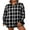 Black, variant on FOCUSNORM Women Juniors Shacket Long Sleeve Loose Shirt, Plaid Blouse Single-breasted Tops