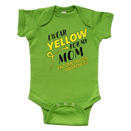 

Inktastic I Wear Yellow for my Mom- Endometriosis awareness Gift Baby Boy or Baby Girl Bodysuit