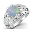 thumbnail image 2 of 1.45 Ctw Round Opal Antique Filigree Design 925 Sterling Silver Women Valentines Day Gifts Ring, 2 of 3
