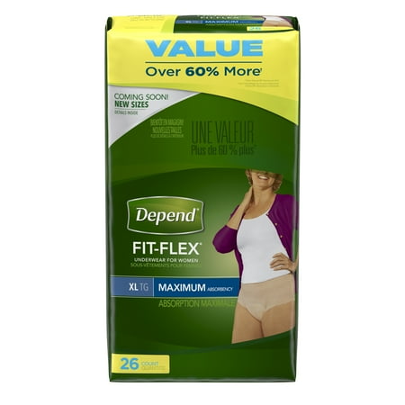 Depend FIT-FLEX Incontinence Underwear for Women, Maximum Absorbency, XL (Choose your count)
