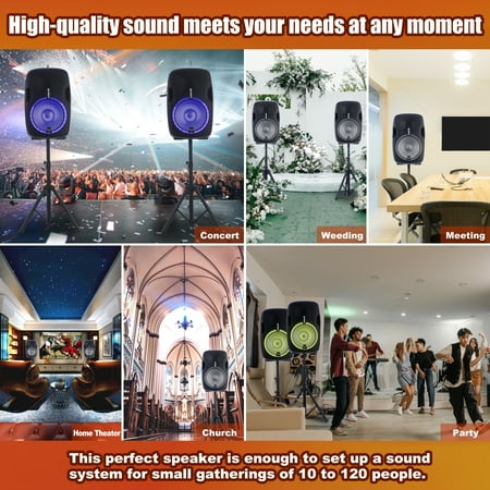 H Yanka Dual Bluetooth Portable PA System with Subwoofer, Microphone