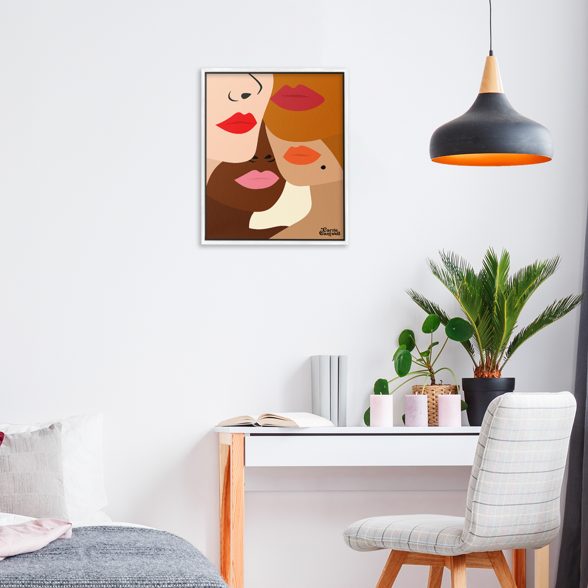 Many Faces of Women White Framed Giclee Art, design by Carrie Cantwell