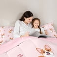 thumbnail image 6 of jejeloiu Kawaii Corgi Bedding Comforter Set,Catoon Puppy Dog Twin Comforter Sets,Pink Dogs Paw Bedding Set For Children,Super Cozy Room Decor Reversible,2 Pieces, 6 of 7