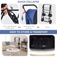thumbnail image 5 of WSWJY Double Pet Stroller with 2 Detachable Carrier Bags, Safety Belt, 4 Lockable Wheels, Folding Cat & Dog Stroller for Small Medium Pets, Cats Dogs Puppy Travel Strolling Cart (Navy), 5 of 9
