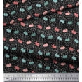 thumbnail image 3 of Soimoi Black polyester Crepe Fabric Rabbit Animal Printed Fabric 1 Yard 42 Inch Wide, 3 of 3
