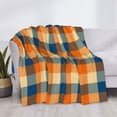 thumbnail image 3 of Fotbe Warm Orange Plaid Manta de Franela con Estampado, Manta Ultrasuave para Cama, Sofá, Auto, Hipoalergénica y Antibolitas-50"x40", 3 of 6