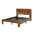 thumbnail image 5 of Miniyam Queen Size Platform Bed with Storage Headboard, USB Ports, Outlets for Adult, Brown, 5 of 7