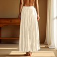 thumbnail image 5 of NANAIQ Maxi Skirts for Women 2025 - Long Flowy Pleated Pure Color Skirt, Casual Soft Casual Beach Skirt, Spring Summer Trendy Skirts for Women Daily Wear Beige XL, 5 of 9