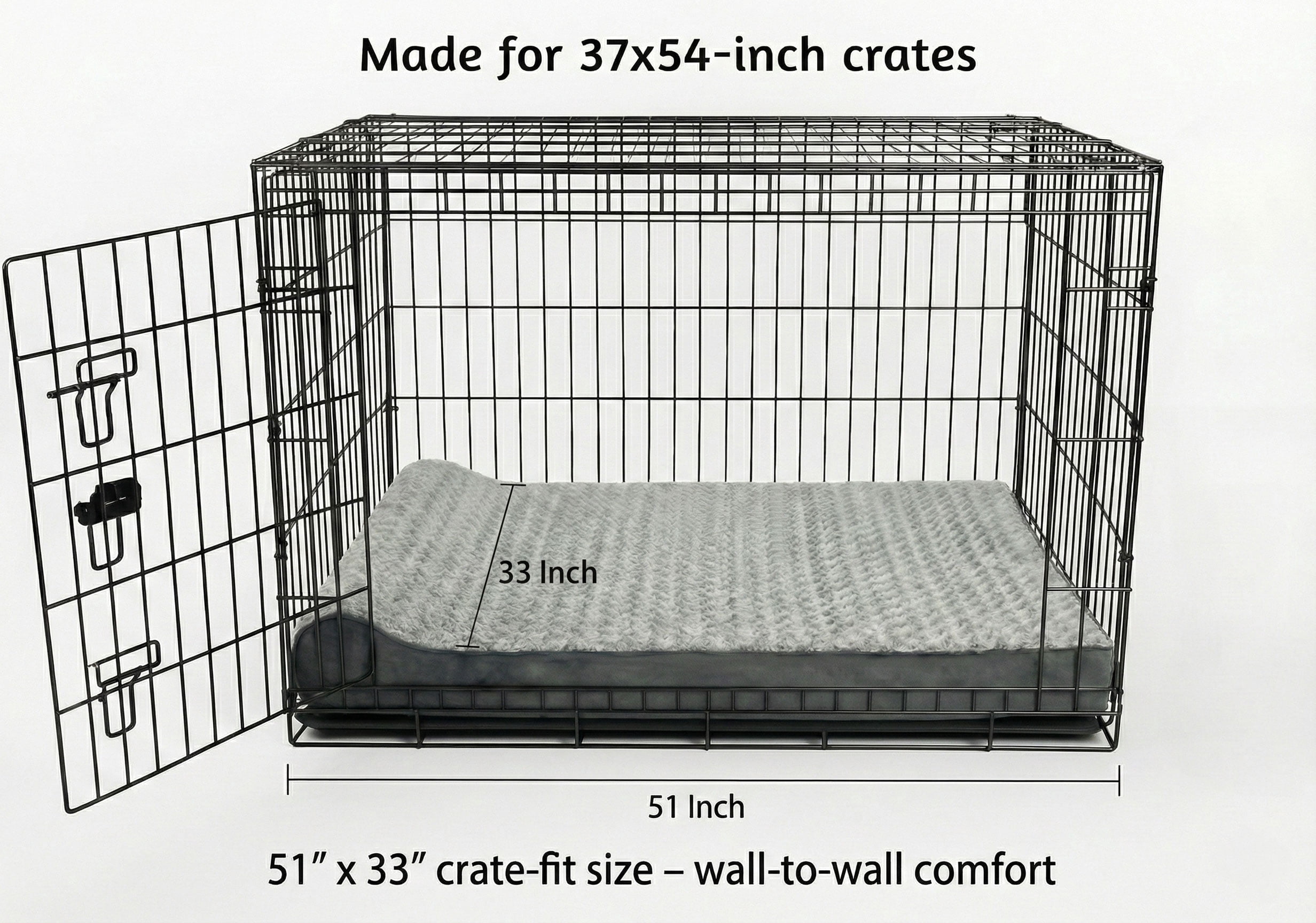 Farmhouse Pet Supply XXL Dog Bed That Won't Go Flat, 51x33in, Fits 54" Crate, Orthopedic