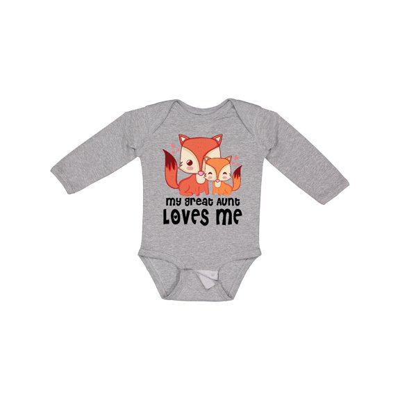 Inktastic Fox My Great Aunt Loves Me Boys or Girls Long Sleeve Baby Bodysuit