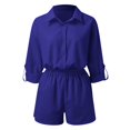 thumbnail image 4 of Hauaitttt Women's Set Casual Tracksuit Button Down Short Sleeve Shirt Drawstring Shorts Pockets 2 Piece Set Women Swim Trunks Strapless Bathing Suits Cute Summer Clothes for Juniors plus Swimsuit, 4 of 5