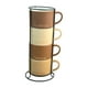 thumbnail image 2 of Juego 4 Tazas Apilables de Porcelana, Capacidad 360 ml con Estante Negro, Set de 4 Tazas en Tonos Tierra, Ideal para Café, Cacao, Leche y Té con Caja de Regalo, 2 of 14