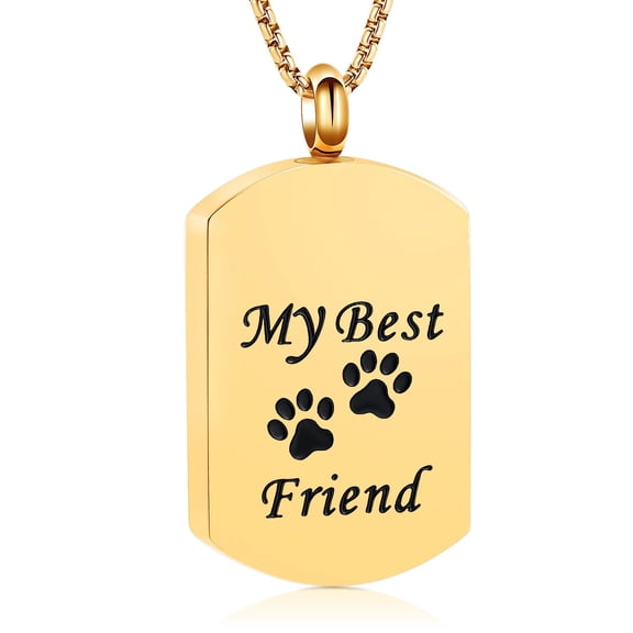 My Best Friend Paw Print Square Urn Pendant Cremation Jewelry for Ashes Keepsake Pet Memory Necklace Dog Cat Memorial Jewelry