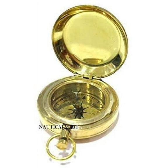 Brass Compass Push Button Compasses Nautical Marine Navigation Pocket Style Compass