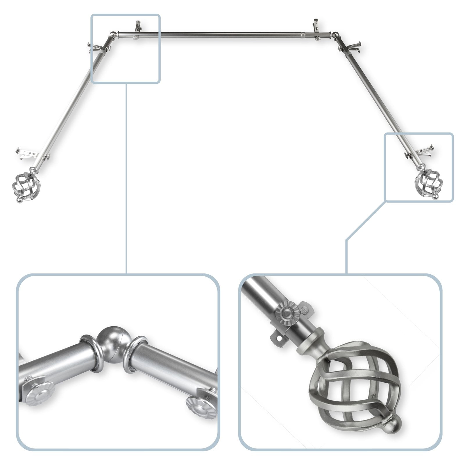 Rod Desyne Twist Bay Window Adjustable Curtain Rod