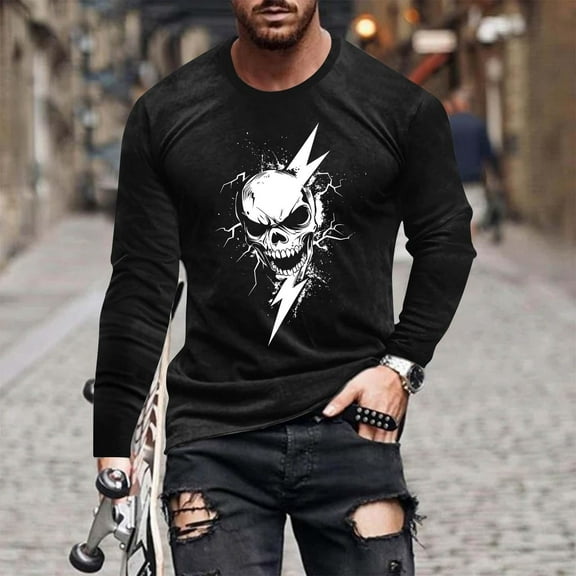 ZOYOEN Mens Halloween Ghost T Shirts- Crewneck Casual Long Sleeve Celebrate Cool Clothes Black Size S-5XL
