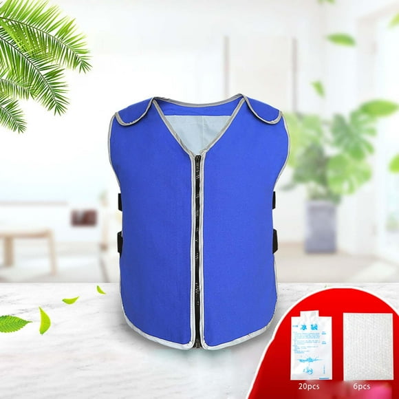 Cooling Vest with Reflective Strip with 20 Ice Packs, 6 Bubble Bag for Running Blue