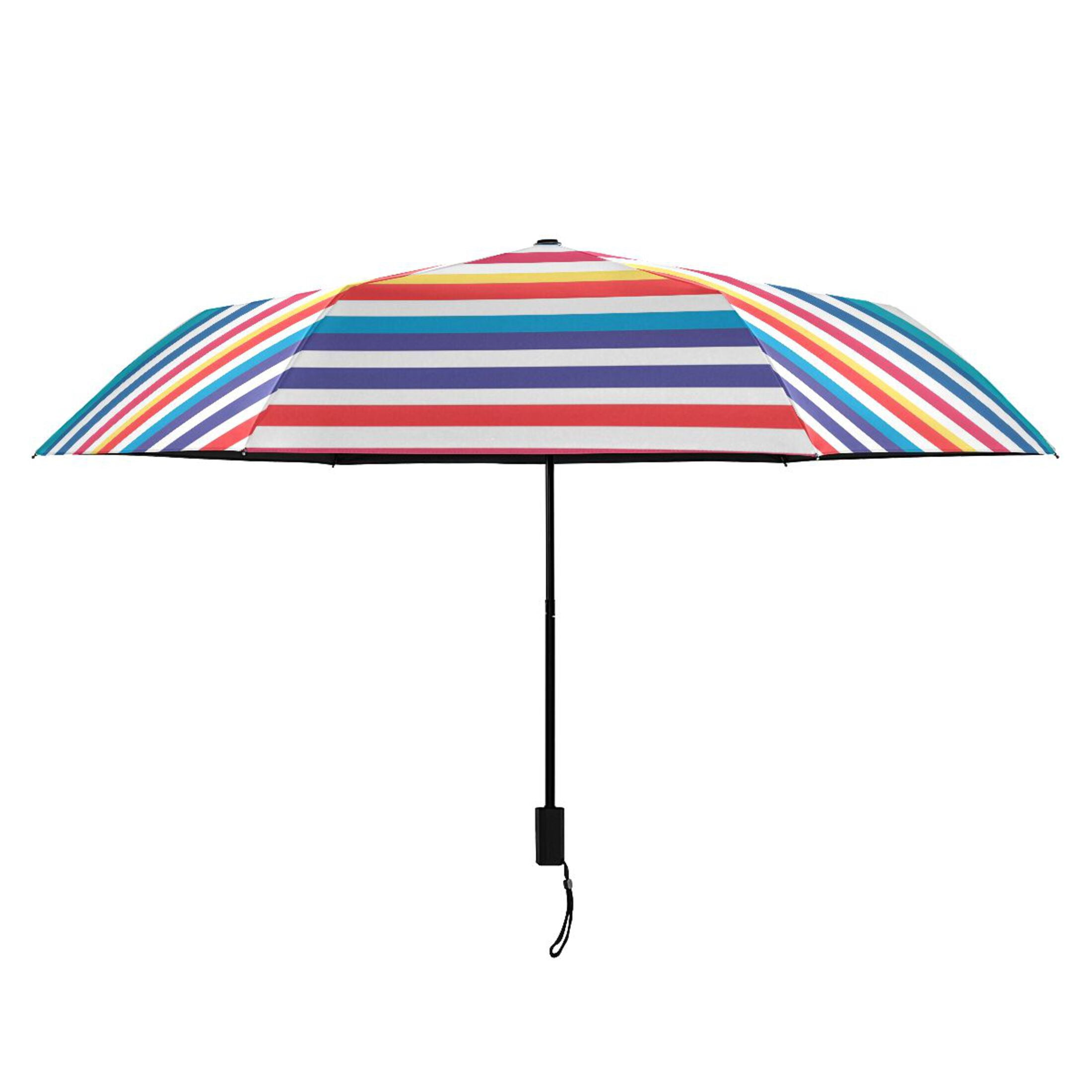 ALAZA Rainbow Stripes UPF 50+ Compact Folding Umbrella for Rain Travel Umbrella Packable