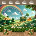 thumbnail image 3 of Green Theme St. Patrick's Day Banner Rainbow Pattern Rainbow Backdrop Clover Design Gold Coin Accent Leprechaun Display for St. Patrick's Day Party Celebration Festival Decoration, 3 of 9