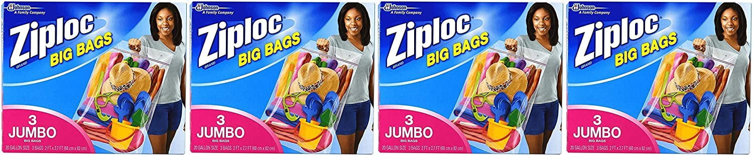 7 Count Ziploc Big Bag 20 Gallon XXL Storage Bags HUGE 2 FEET x 2.7 FEET NOS