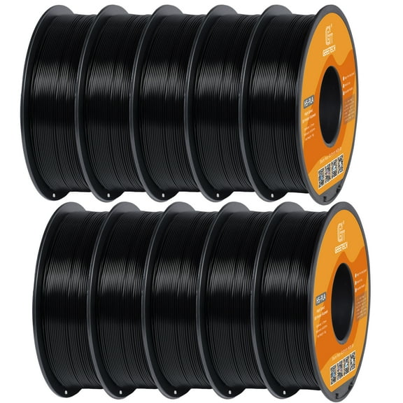 Geeetech 1.75mm PLA 3D Printer Filament, 10kg Spool (22lbs), Dimensional Accuracy  /- 0.03mm,Black
